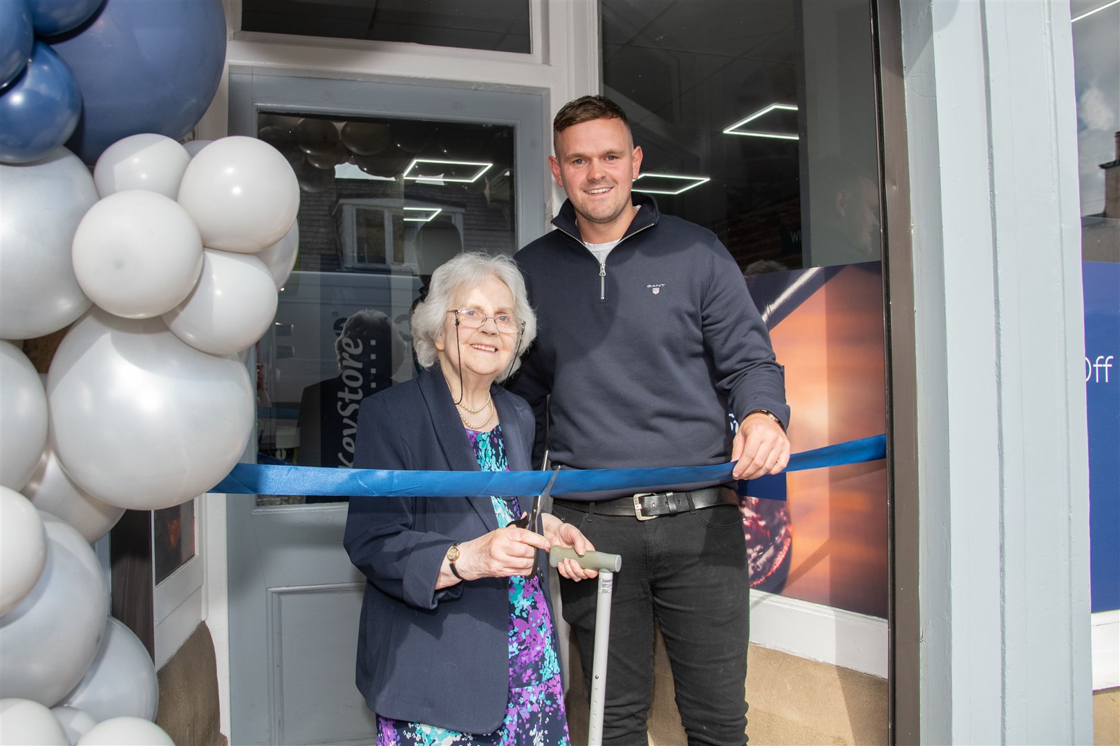 Cathie Longmore and Bradley Ogg ahead of the ribbon cut. ..The Rothes Keystore offically opens after a four month renovation. ..Picture: Daniel Forsyth..