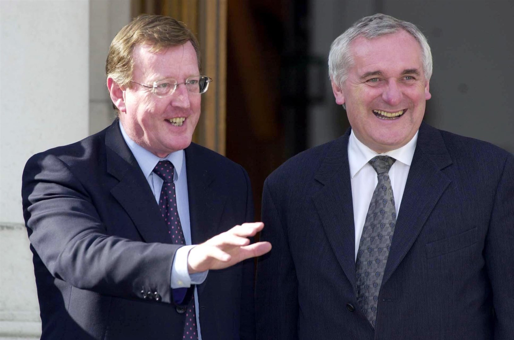 David Trimble with Bertie Ahern in Dublin in 2003 (PA)