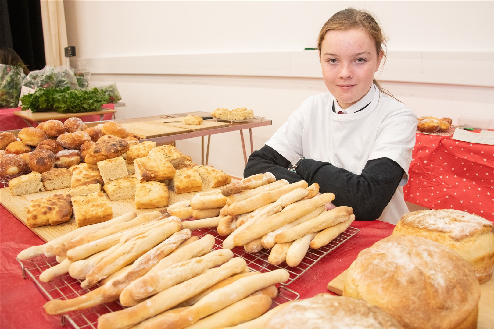 Freya More with some festive breads. ..Elgin Academy Christmas farmers market...Picture: Daniel Forsyth..