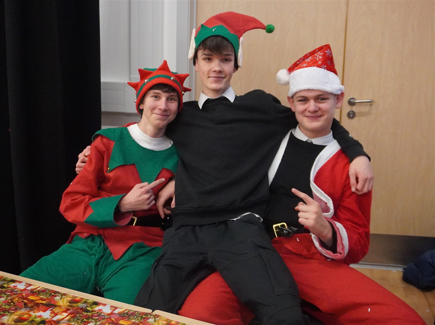 Some sixth year pupils dressed up for the event. From left: George Grierson, Charlie Thirkell, Fraser Macmillan. Picture: Sam Johnston