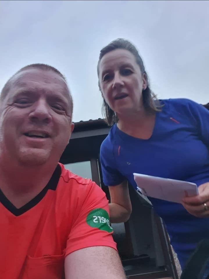 Association vice-president Alan Proctor and his wife Marie Anne clocked up plenty miles in their hour. All photos: Moray and Banff Referees Facebook page.