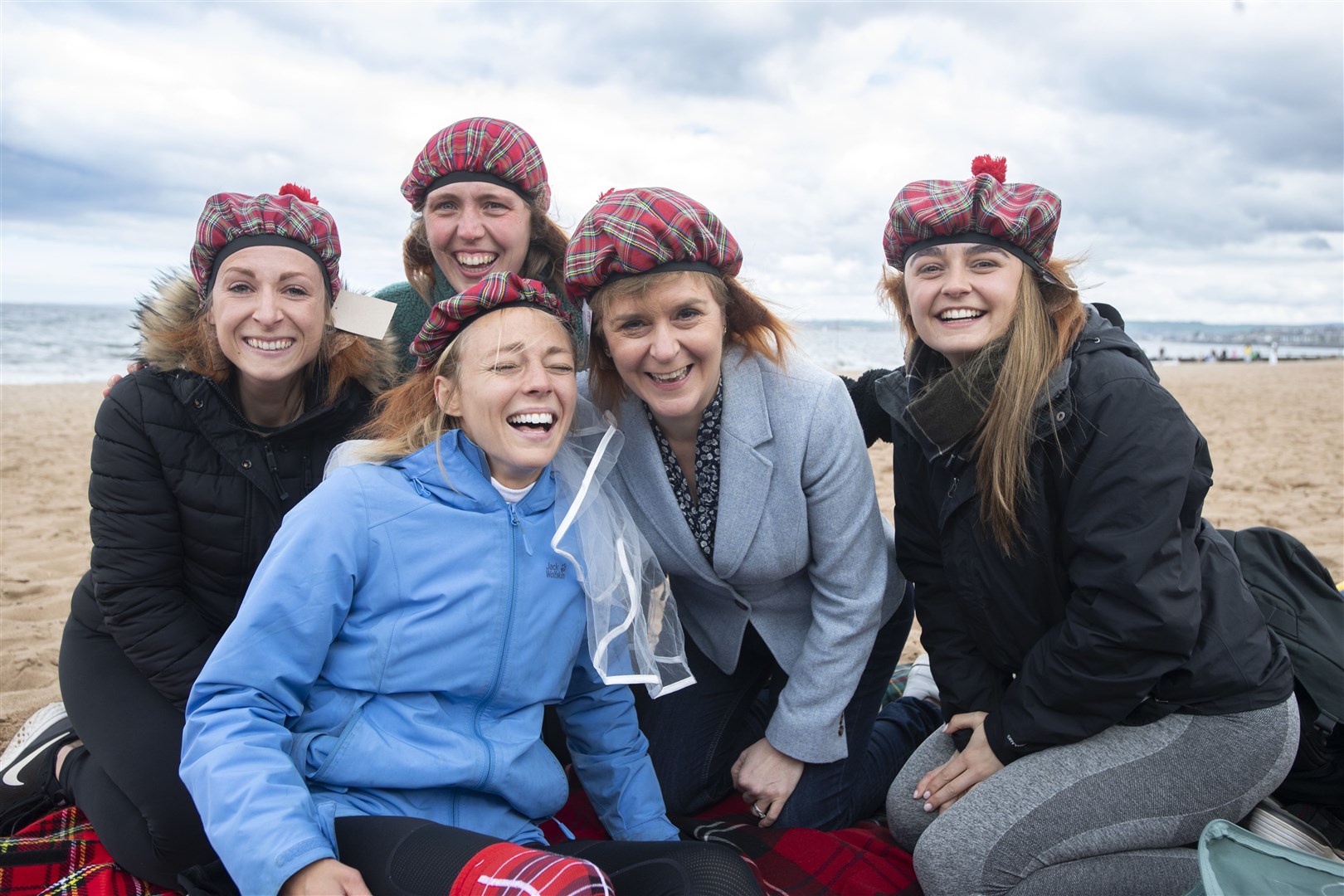 Nicola Sturgeon proved a good sport when she donned a ‘See You Jimmy’ hat when she bumped into a hen party on Portobello beach, Edinburgh, in May (Lesley Martin/PA)