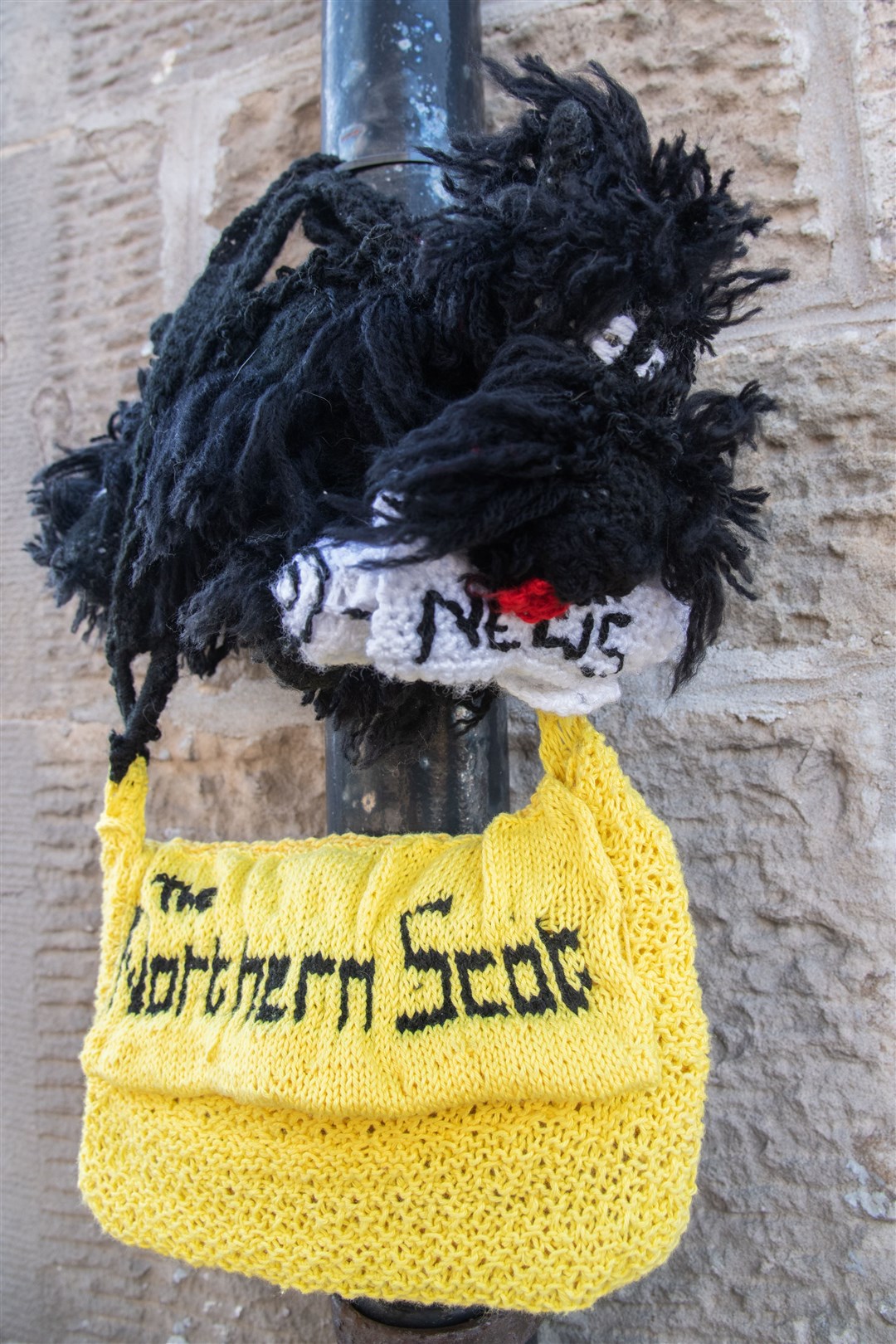 The Mystery Crocheter has created a Scotty Dog, with a newspaper and delivery bag. Picture: Daniel Forsyth..