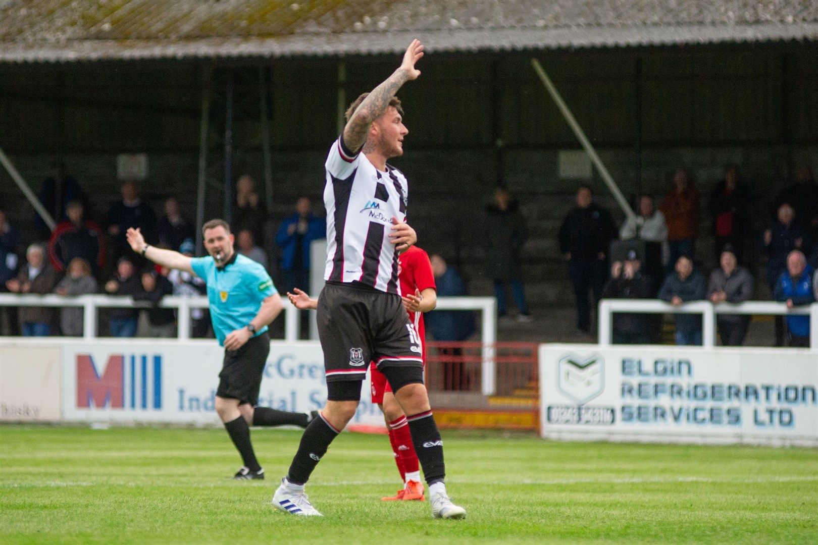 Darryl McHardy was back in Elgin City's starting line-up but then limped off injured at Stenhousemuir.