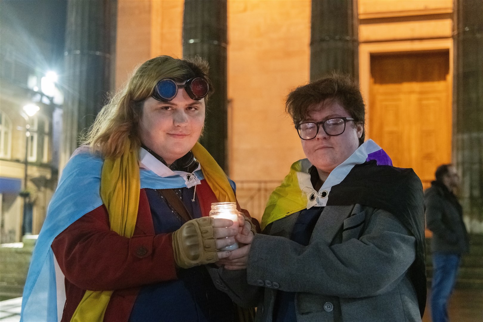 Star (left) and Cassian Craib-Lette...Transgender Day of Remembrance Vigil in Elgin at the Plainstones...Picture: Beth Taylor.