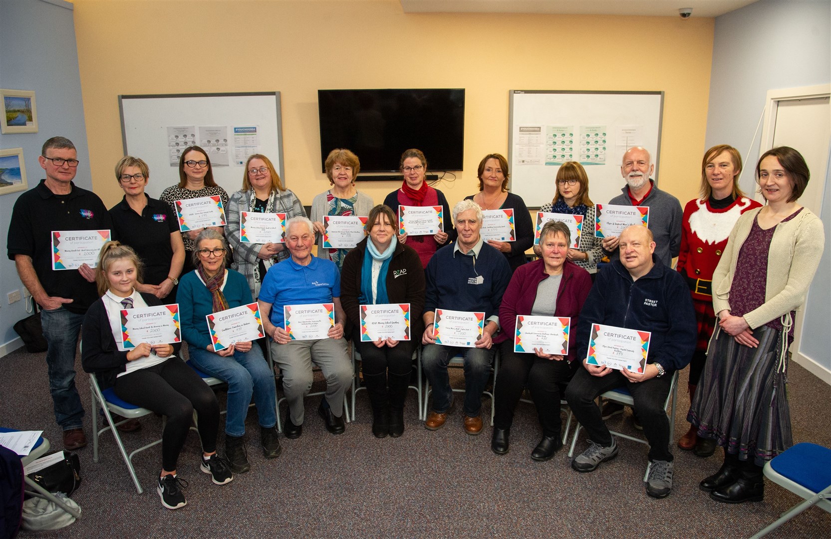 Representatives from community groups were awarded certificates at The Inkwell Cafe, in Elgin, where they heard the results of this year's #YOUCHOOSE4. Picture: Daniel Forsyth.