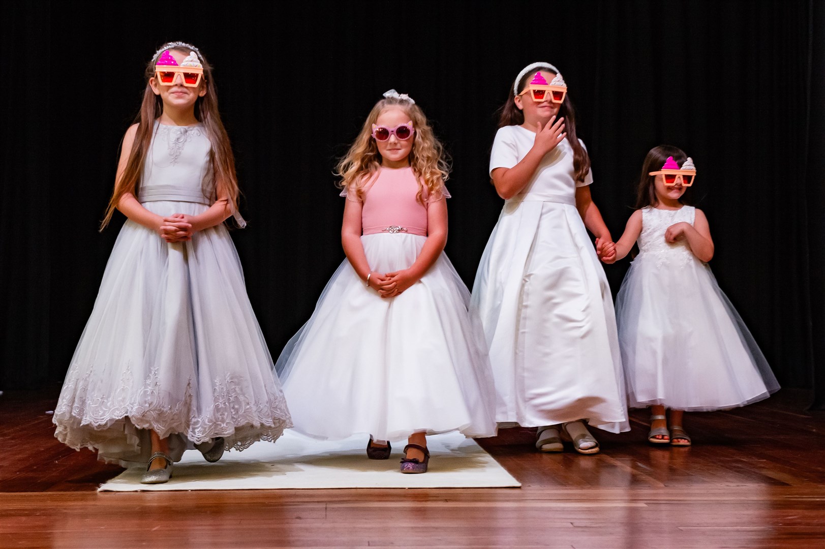 Four stars of the show in bridesmaids dresses. Picture: Angus McLennan