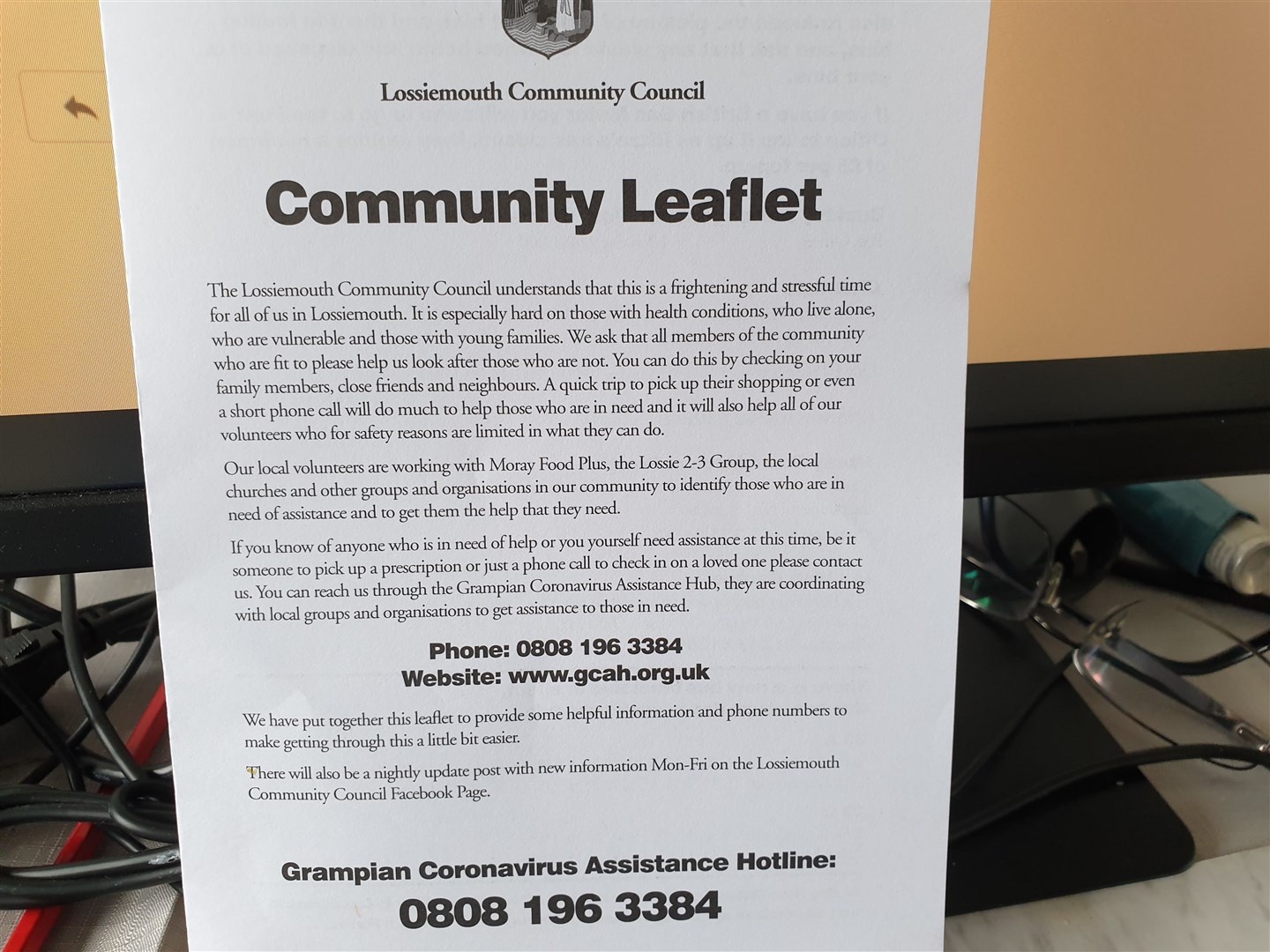 Volunteers are distributing the leaflet across Lossiemouth.