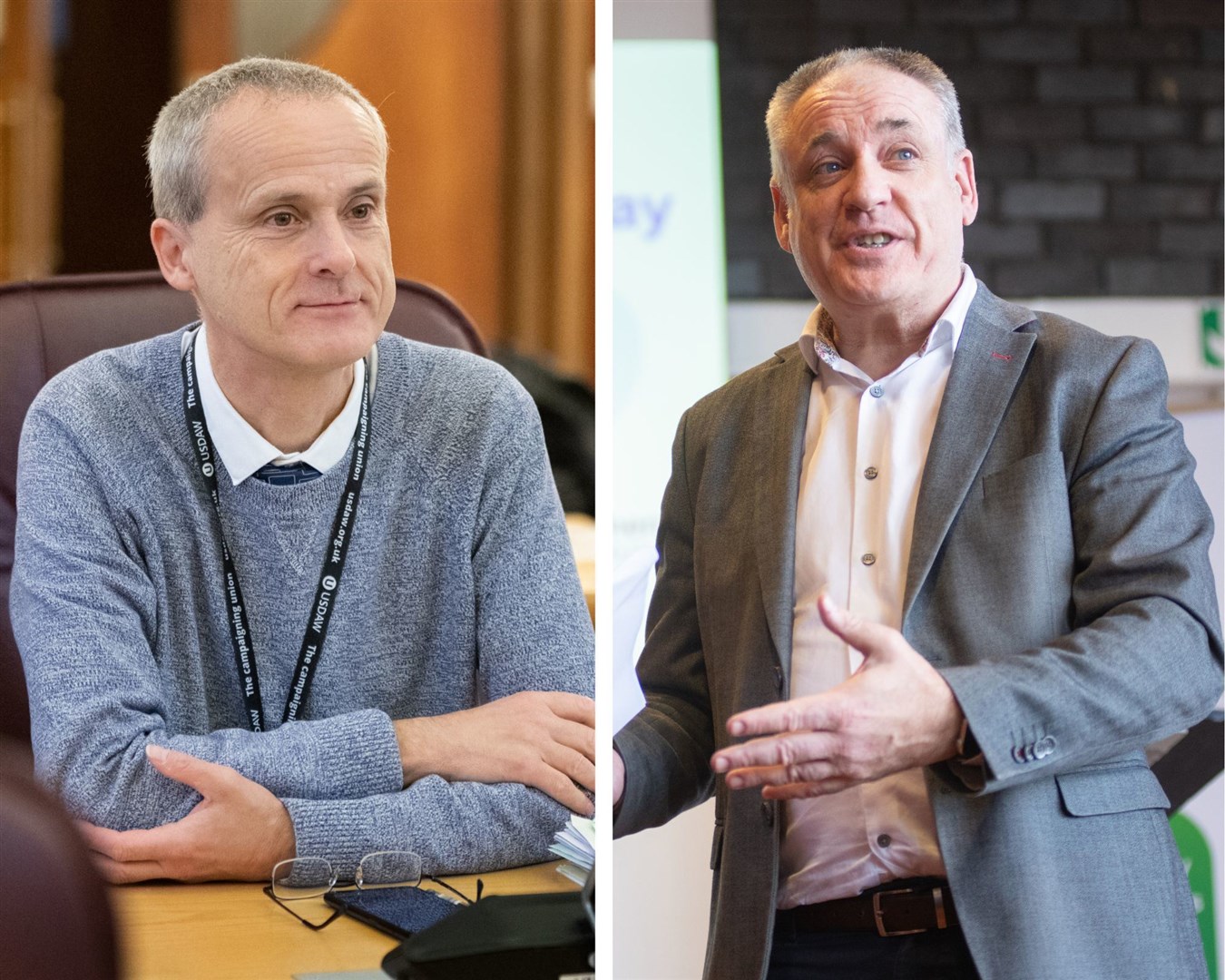 Councillor Sandy Keith (left) has urged local MSPs including Richard Lochhead (right) to oppose the Scottish Government's budget.