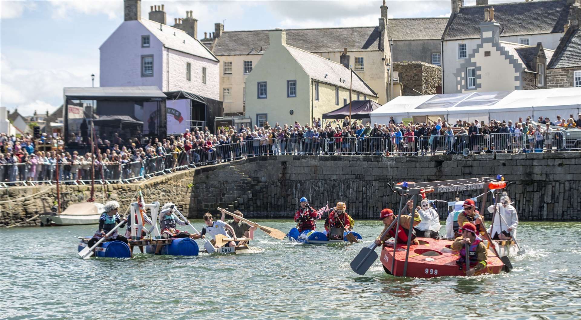 A packed harbour to watch the raft race. Picture: Allan Robertson