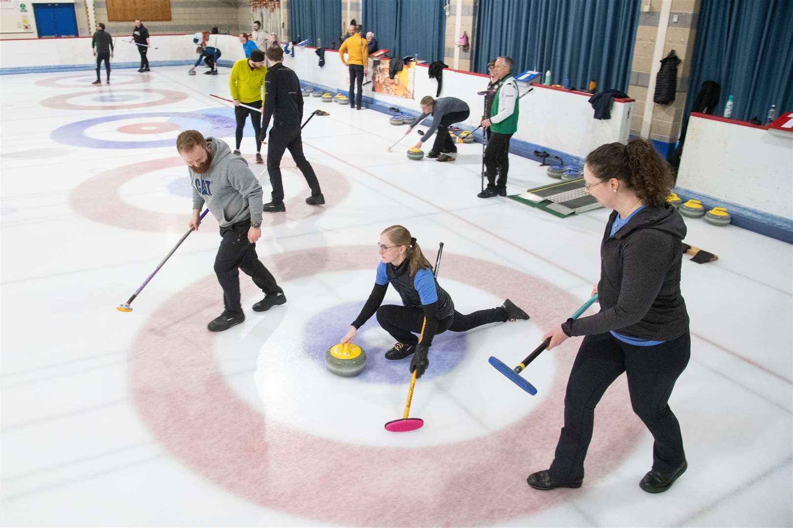 Curling action at the Moray Leisure Centre Ice Rink. Picture: Daniel Forsyth