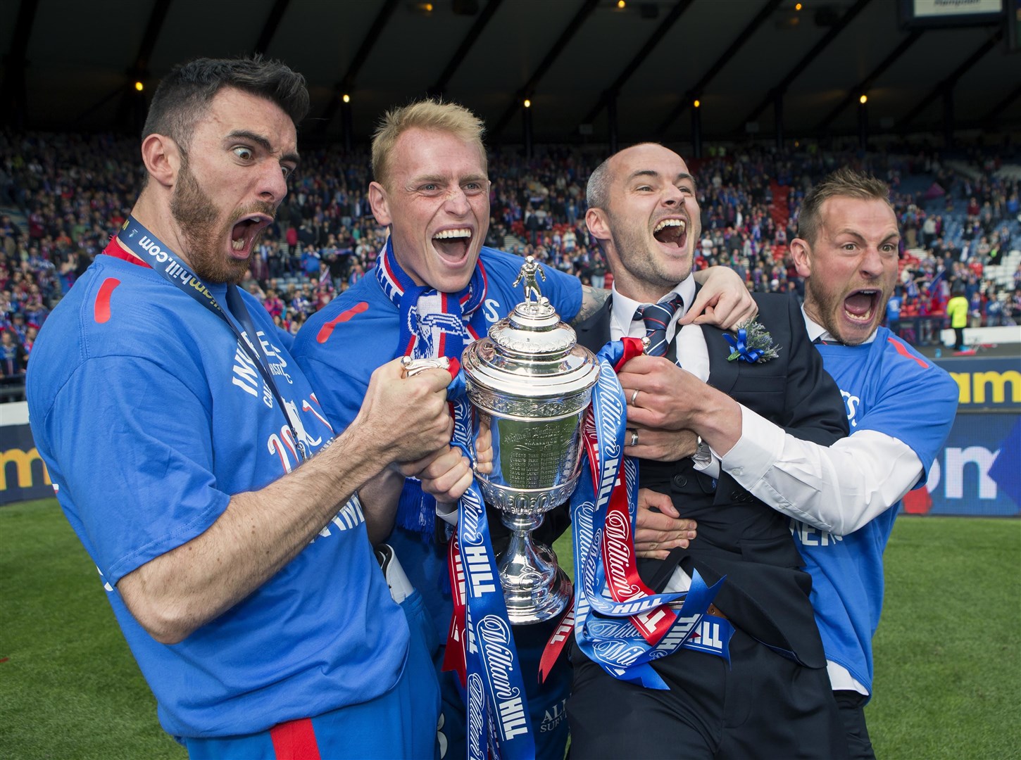 ICT's Ross Draper joined Carl Tremarco, David Raven, and Gary Warren with the Scottish Cup in 2015. Picture - Ken Macpherson