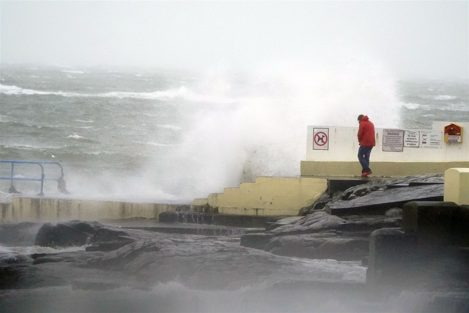 High waves in Salthill, Galway, during Storm Isha (Niall Carson/PA)