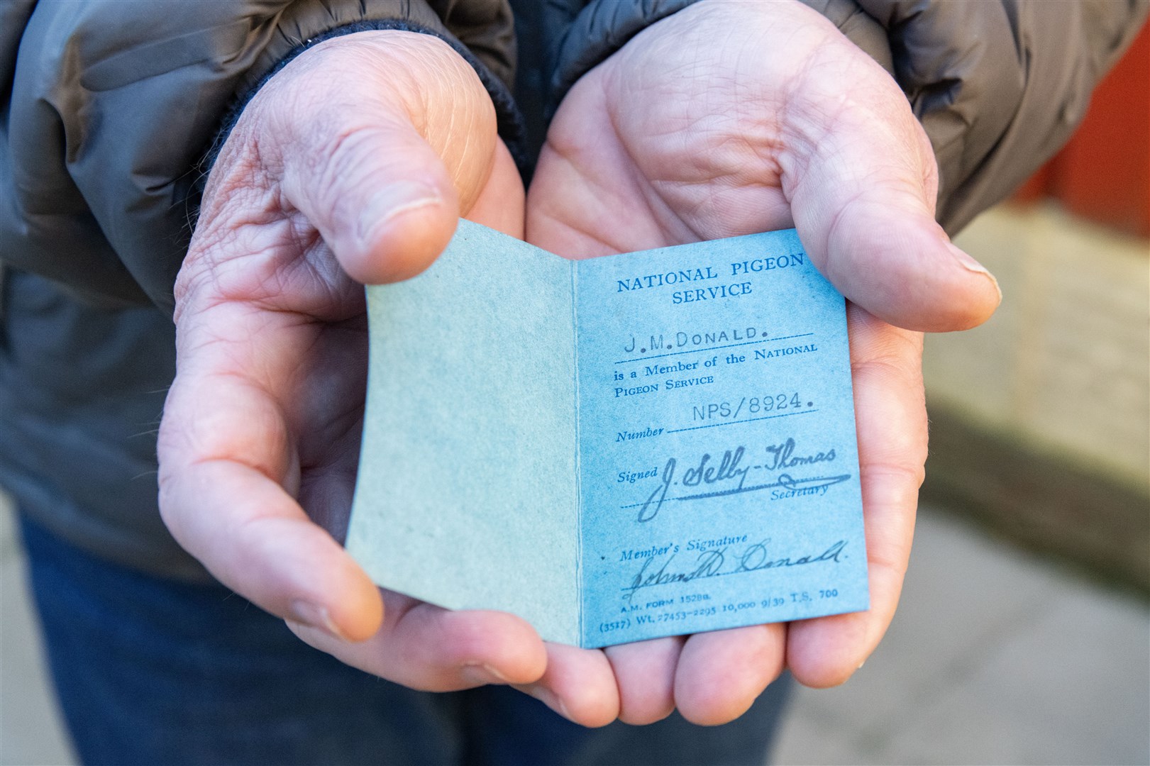 The National Pigeon Service membership card from the Second World War. Picture: Beth Taylor.