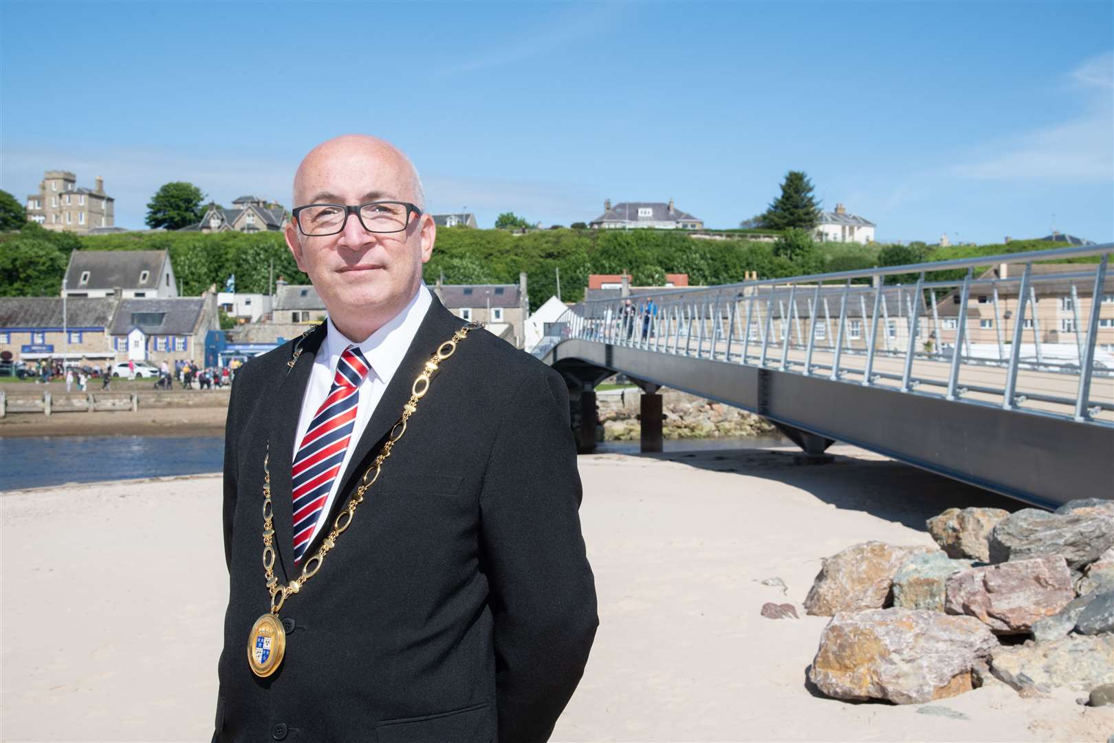 Marc Macrae at the recent official opening of the Lossiemouth East Beach Bridge. Picture: Daniel Forsyth.
