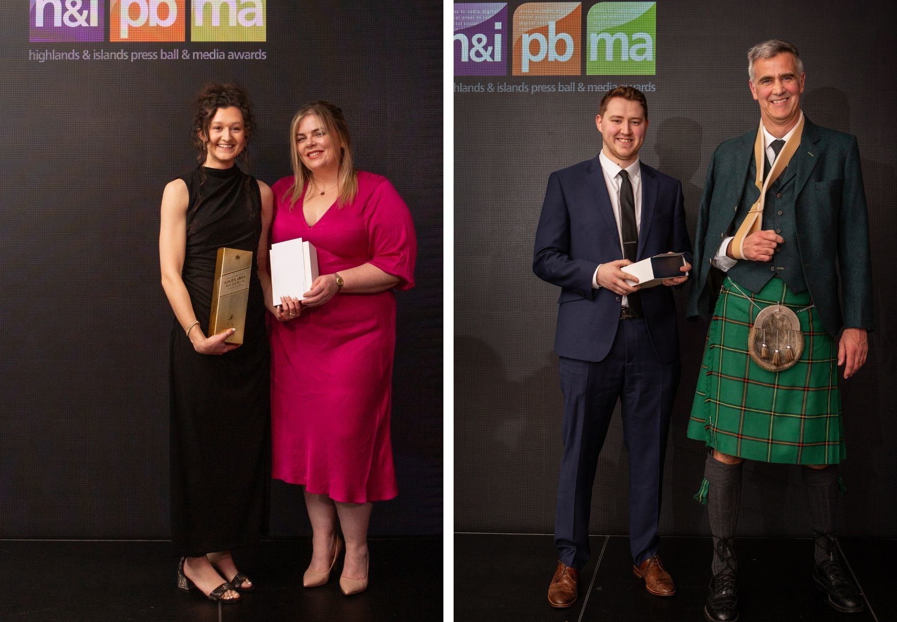 Beth Taylor (24) and Ewan Malcolm (25) receive their awards at the Highlands and Islands Media Awards. Picture: Alison Gilbert