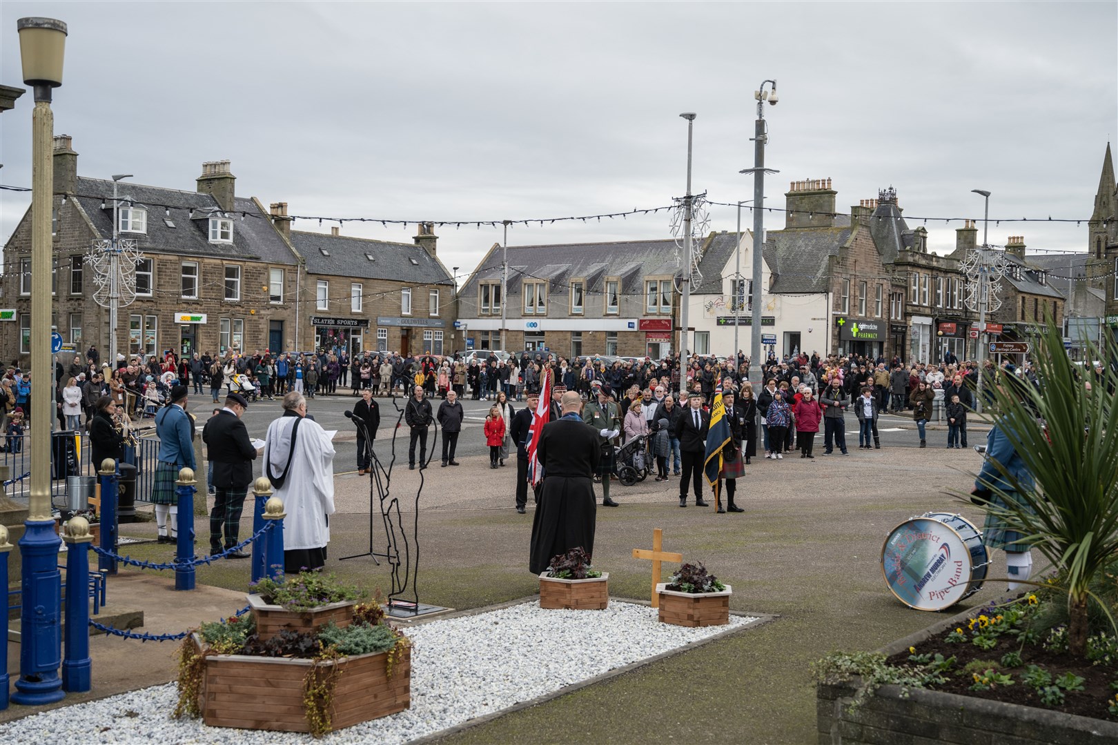A packed square in Buckie as people paid their respects. Picture: Robbie Simpson