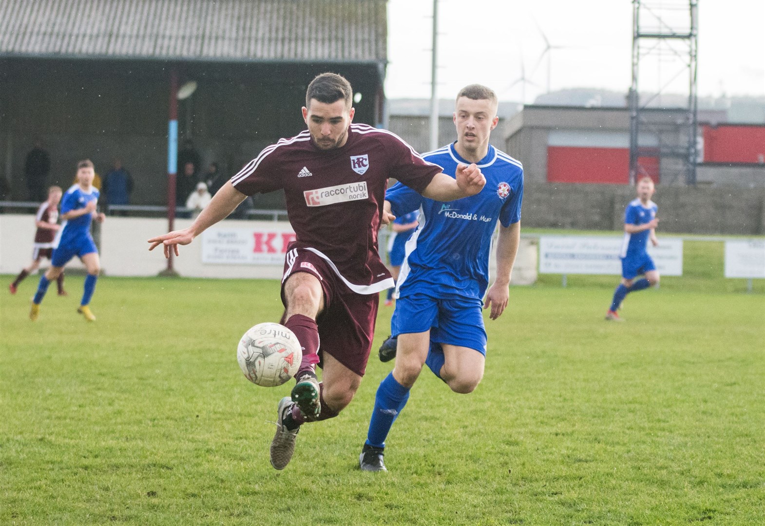 Craig MacAskill and Ally Bellingham..Keith v Lossiemouth at Kynoch Park, Keith...Picture: Becky Saunderson. Image No.043371.