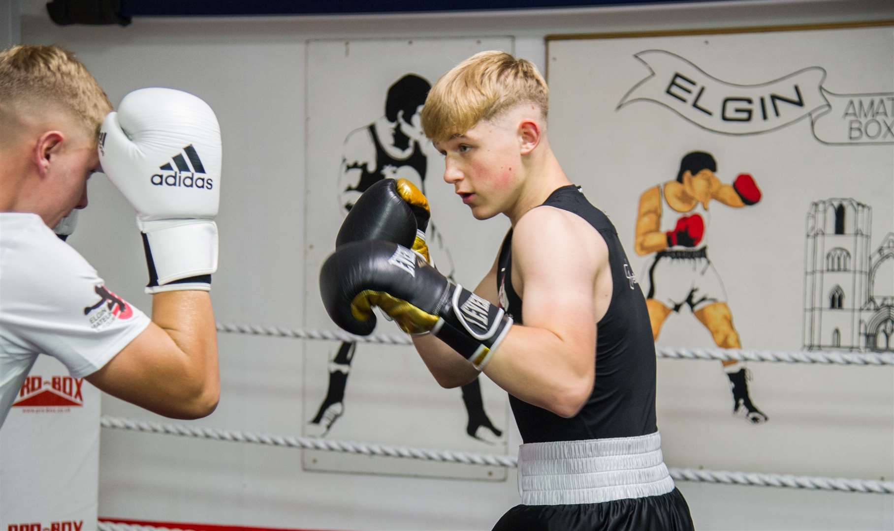Lukas Vaitekunas and Fraser Wilkinson have trained and sparred together at Elgin Boxing Club for two years. Picture: Becky Saunderson..