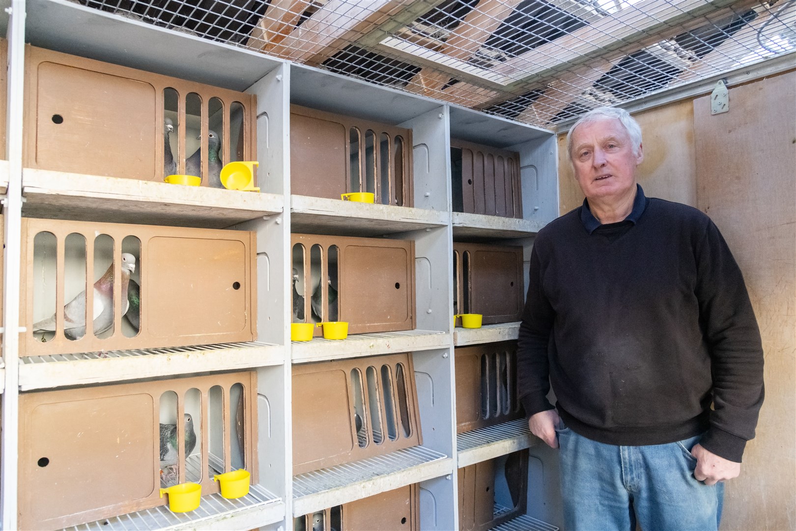 Inside the pigeon loft which Jock cleans every day. Picture: Beth Taylor.