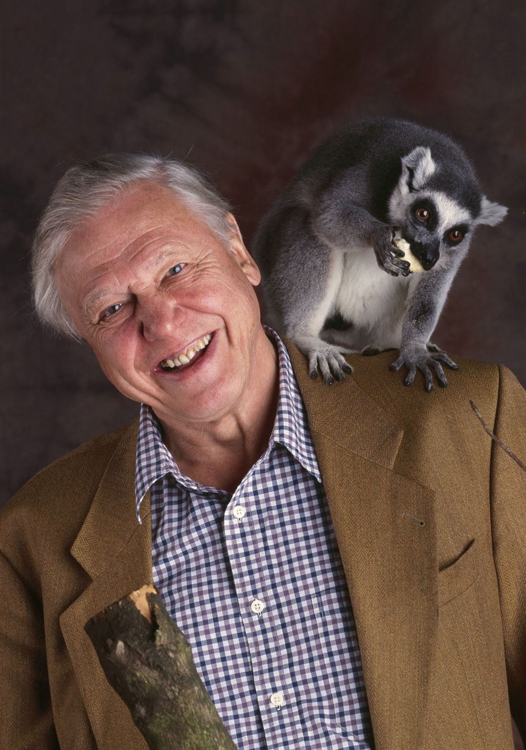 Sir David Attenborough with a lemur from Life Of Mammals (BBC/PA)